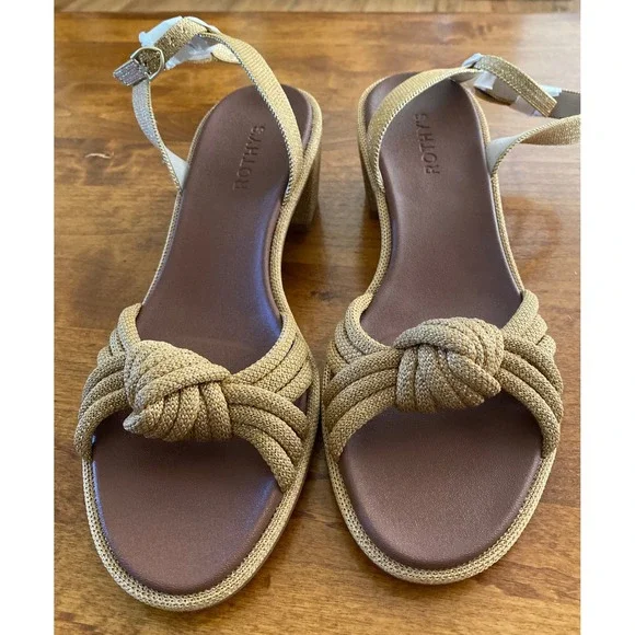 NEW Rothys The Knot Sandal Golden Shimmer Metallic Block Heel Womens 10.5 - Picture 3 of 14